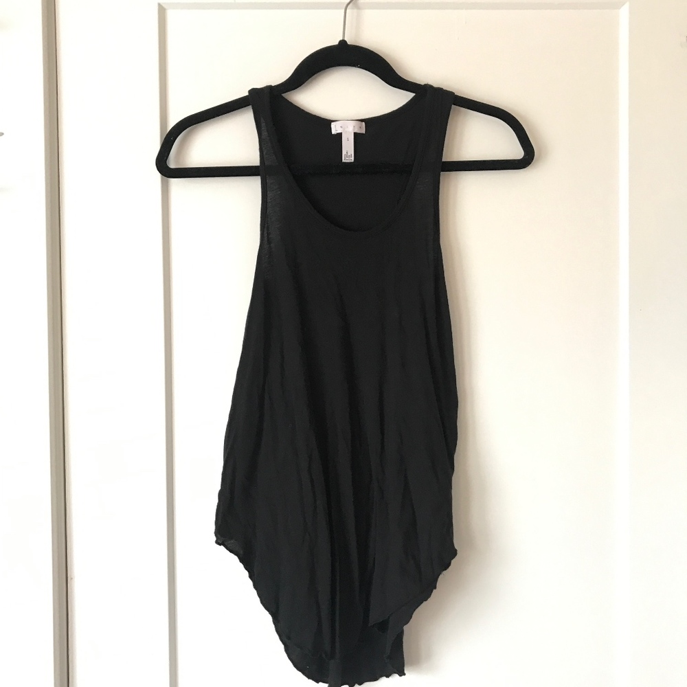 EITH Black Long Scoop Tank Top